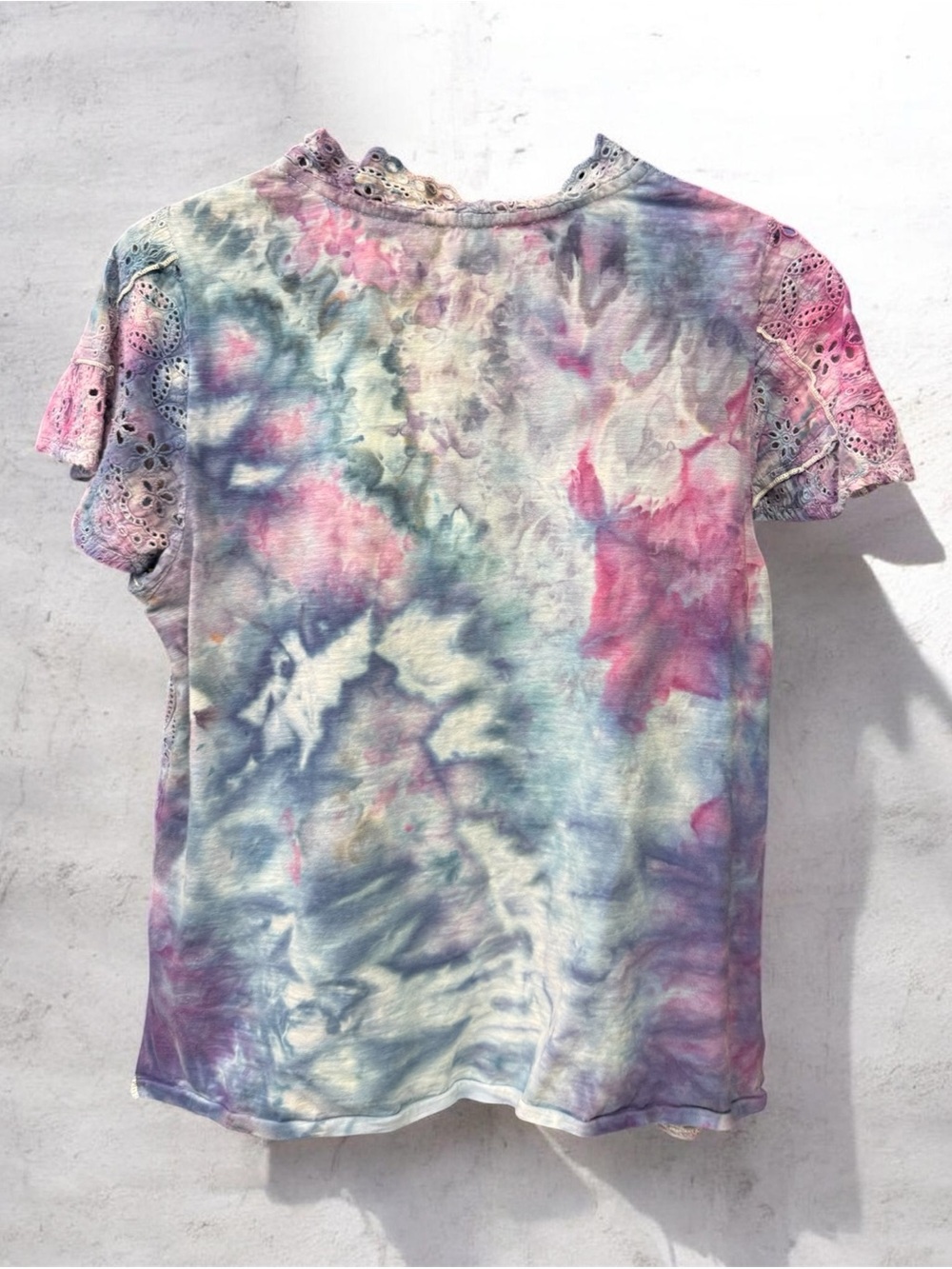 Sundance Hand Dyed Lace  Sleeve Tee - Multicolor